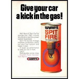1970 Wynn's Spit Fire Gas Power Booster Additive Vintage Print Ad Wall Art
